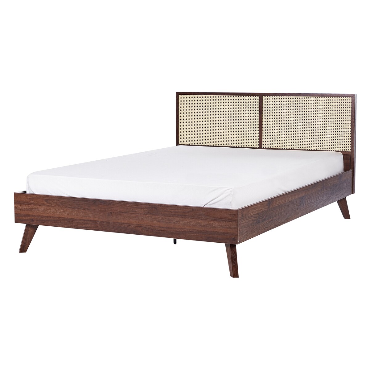 Łóżko Rattan MONPAZIER 140 x 200 cm Ciemnobrązowy