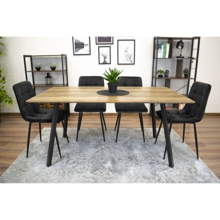 Krzesło Do Jadalni Kuchni Salonu Kara - Czarny Aksamit