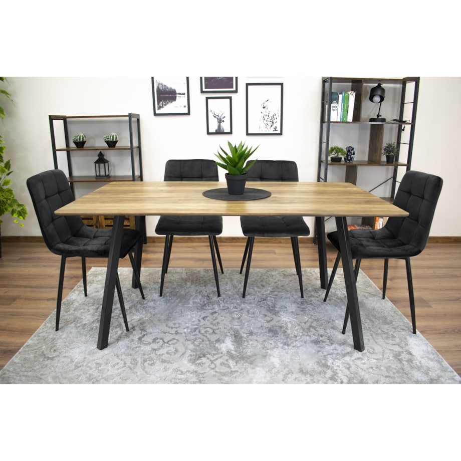 Krzesło Do Jadalni Kuchni Salonu Kara - Czarny Aksamit