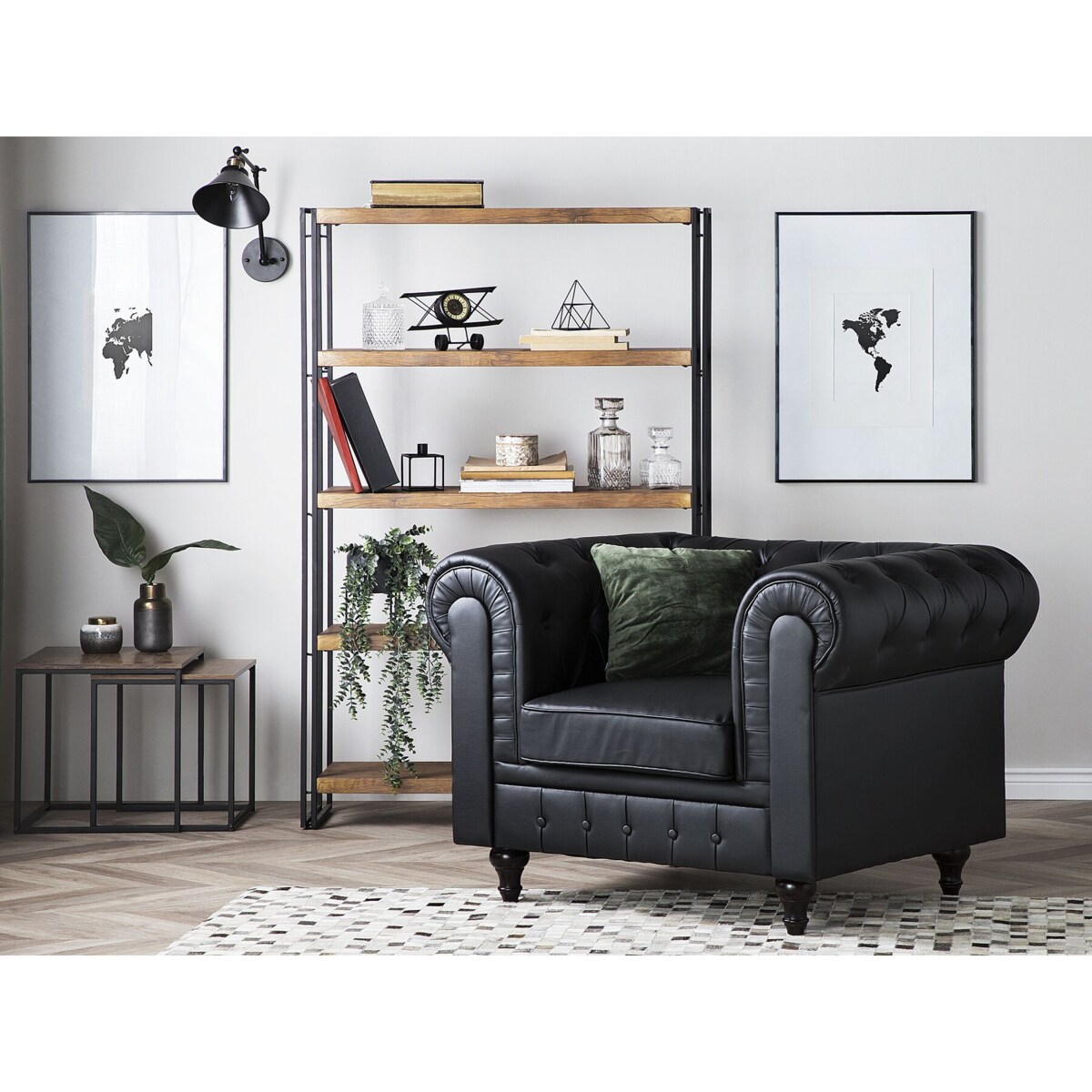 Fotel ekoskóra duży czarny CHESTERFIELD