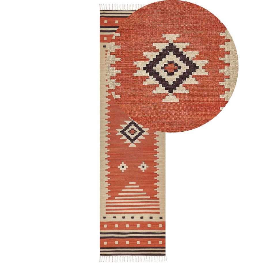 Dywan bawełniany kilim 80 x 300 cm pomarańczowy GAVAR