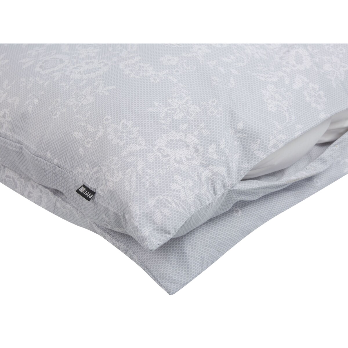 Komplet pościeli bawełnianej satynowej w kwiaty 155 x 220 cm szary MORNINGSIDE