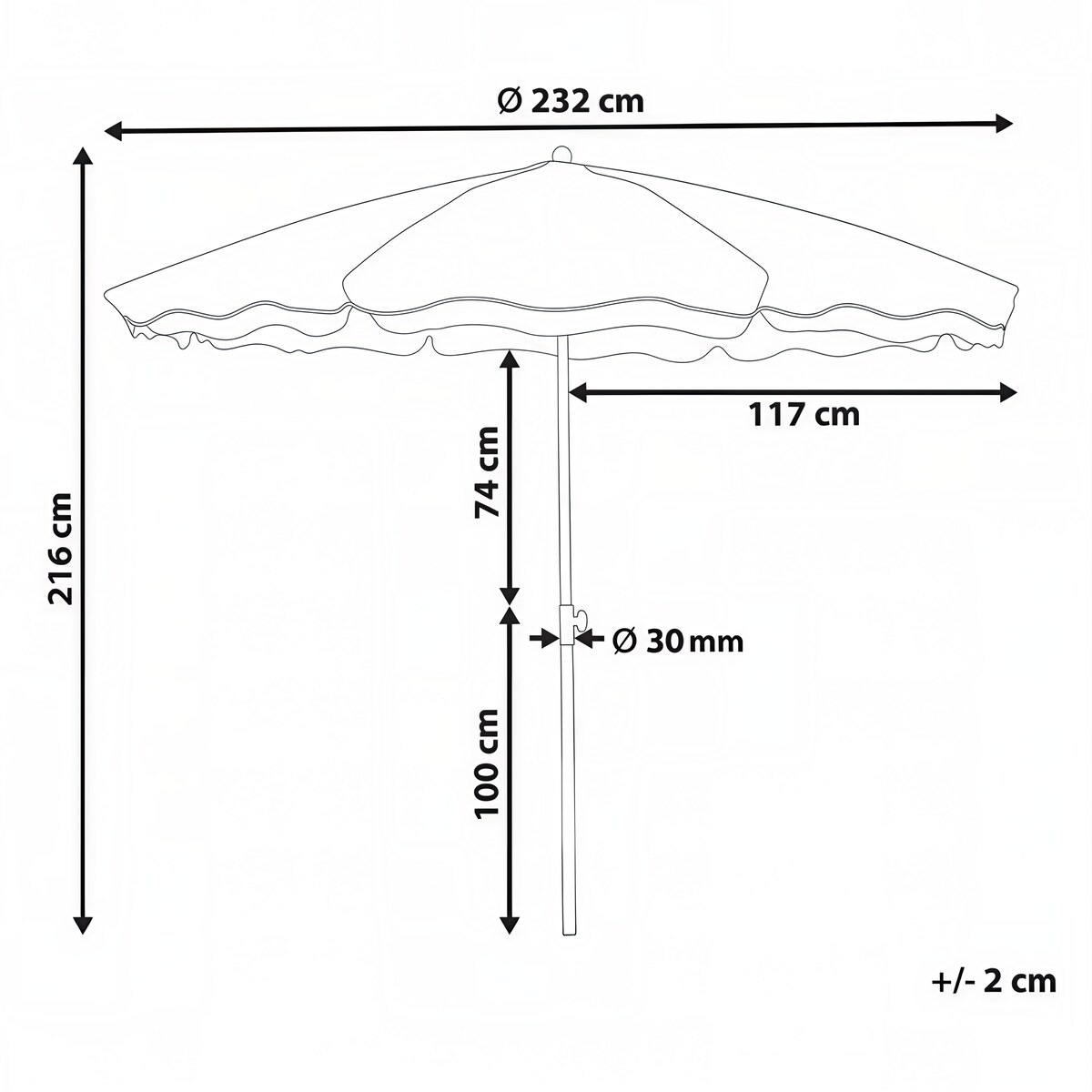 Parasol ogrodowy 232 cm SESTRIERE Beżowy