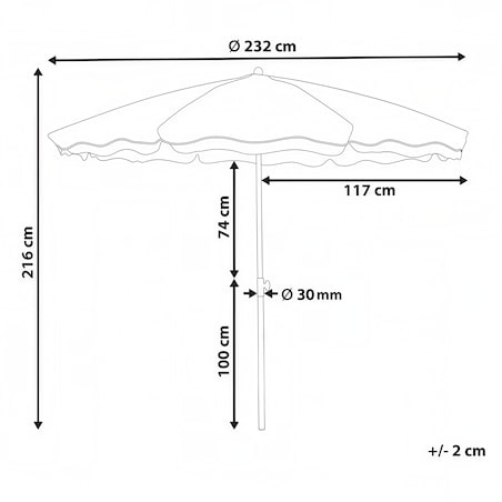 Parasol ogrodowy 232 cm SESTRIERE Beżowy