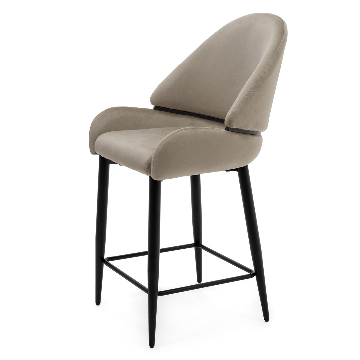 Hoker tapicerowany welurowy do salonu BERGAMO ciemnobeżowy