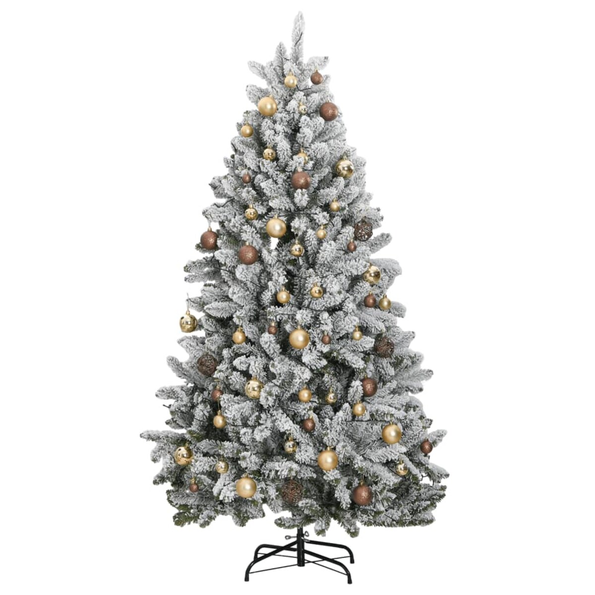 vidaXL Sztuczna choinka na zawiasach, 300 lampek LED i bombki, 180 cm