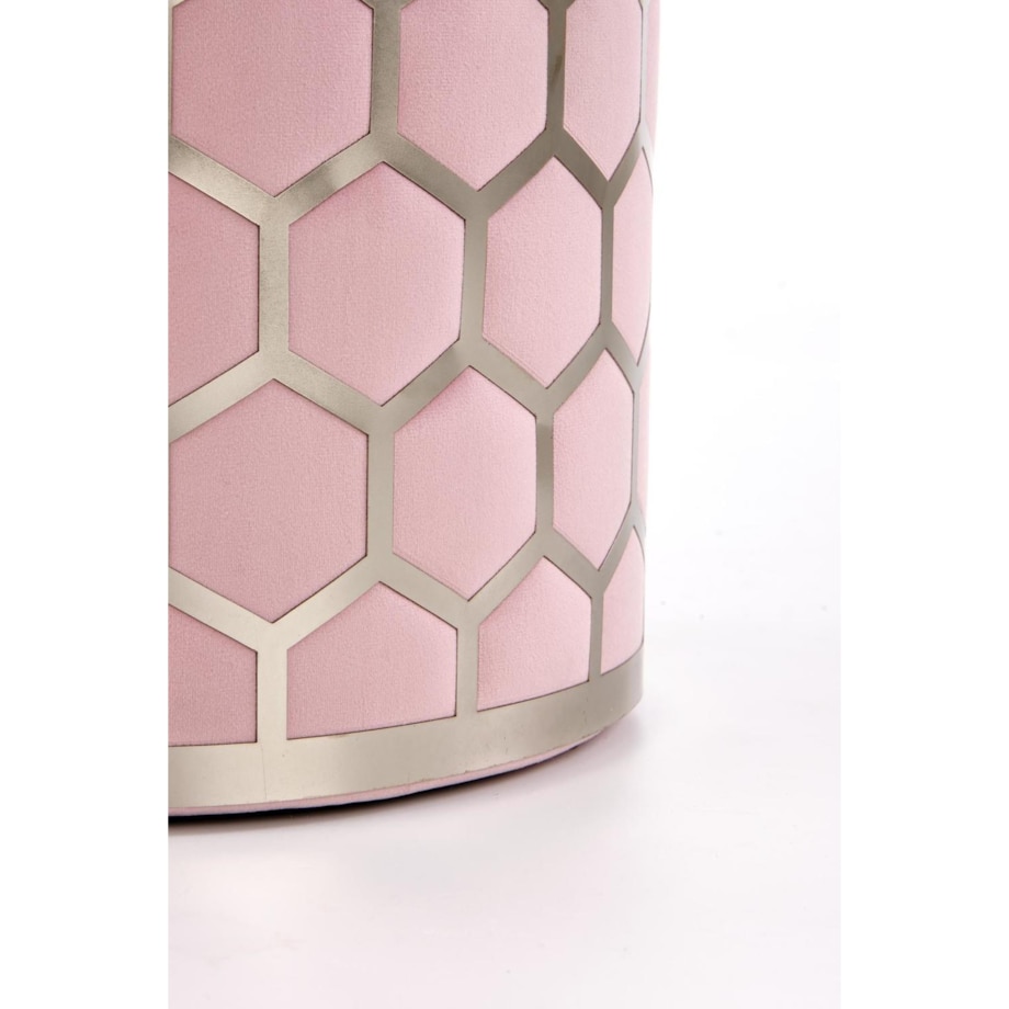 PUFA OKRĄGŁA Amy różowa METALOWA PODSTAWA i dekoracja