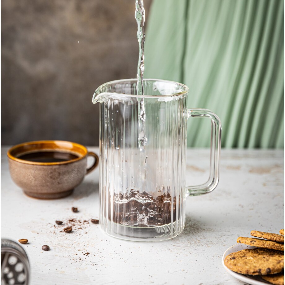 Zaparzacz do kawy herbaty szklany 1000ml French Press srebrny KLAUSBERG