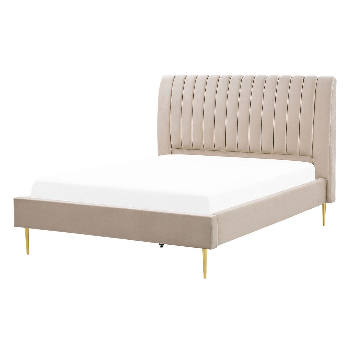 Łóżko welurowe 140 x 200 cm beżowe MARVILLE