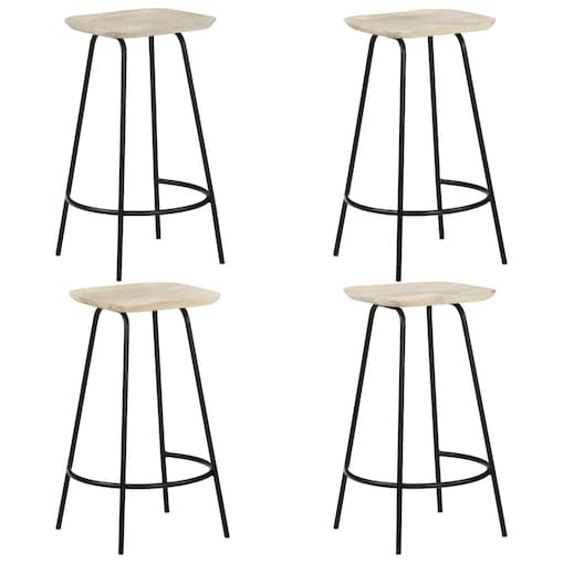 vidaXL Stołki barowe, 4 szt., lite drewno mango