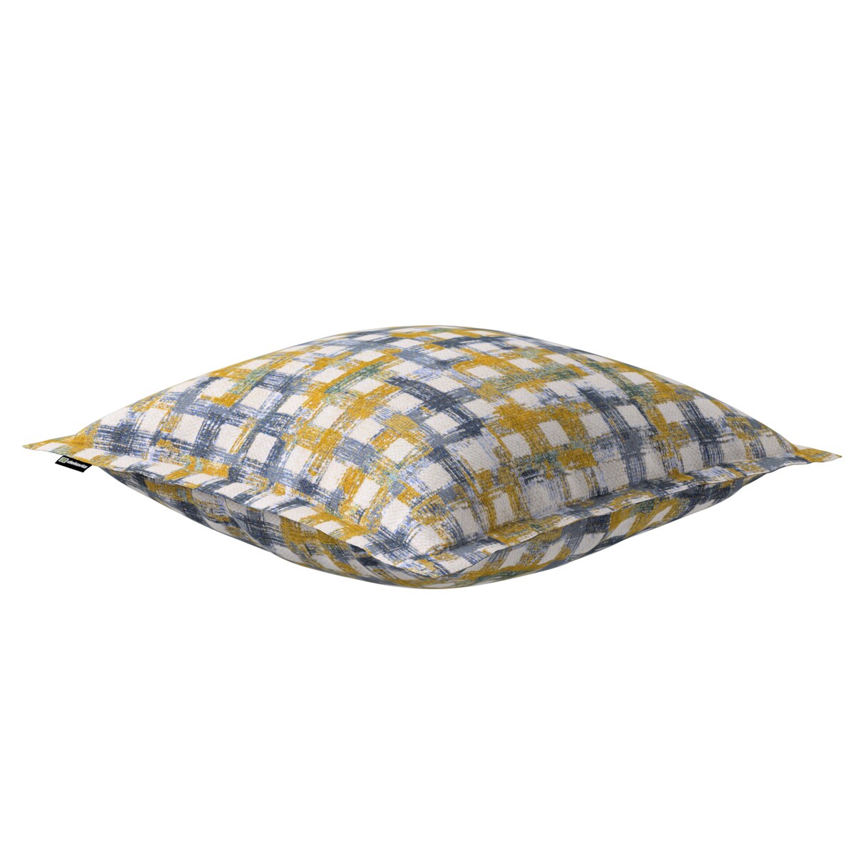 Poszewka Mona na poduszkę 45x45 niebiesko-żółta krata na kremowym tle