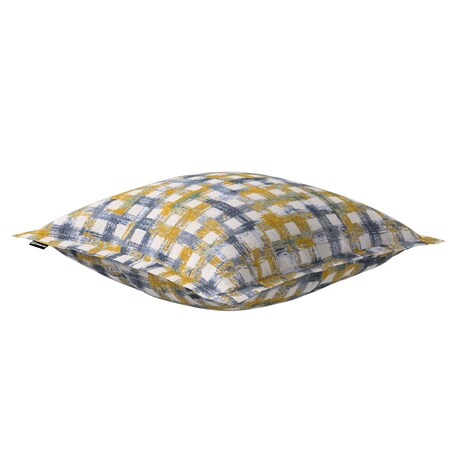 Poszewka Mona na poduszkę 45x45 niebiesko-żółta krata na kremowym tle