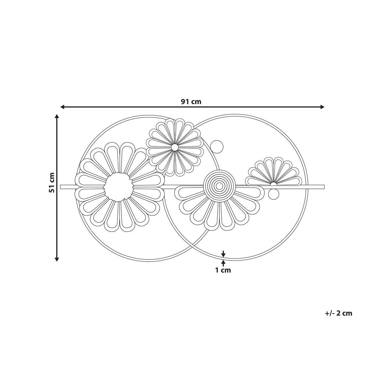 Dekoracja ścienna Kwiat PROMETHIUM Metal 51 cm Złoty