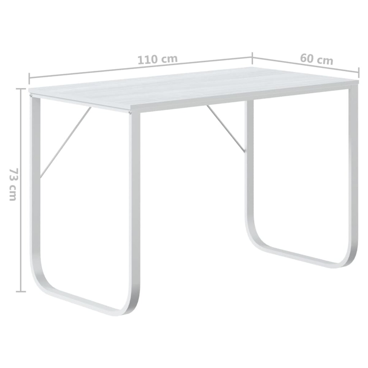 vidaXL Biurko komputerowe, białe, 110x60x73 cm, płyta wiórowa