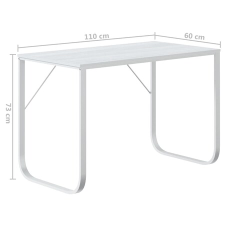 vidaXL Biurko komputerowe, białe, 110x60x73 cm, płyta wiórowa