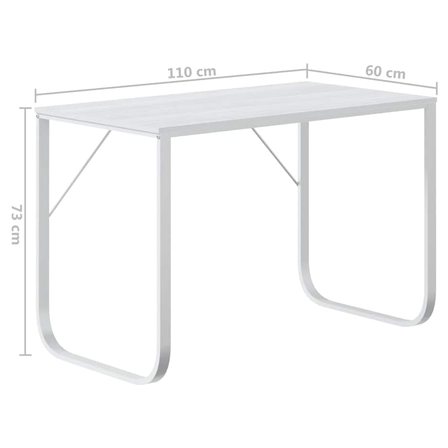 vidaXL Biurko komputerowe, białe, 110x60x73 cm, płyta wiórowa