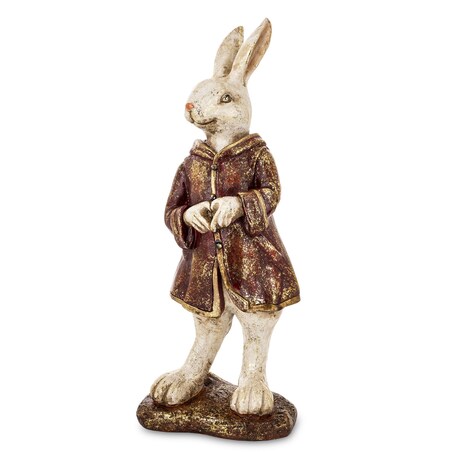Dekoracja - królik 35x14x9 cm MALJUNA-2 w płaszczu z kapturem