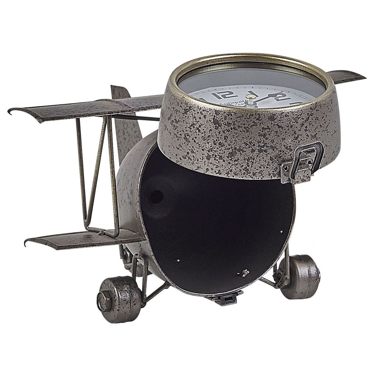 Zegar stojący w kształcie samolotu srebrny STANS