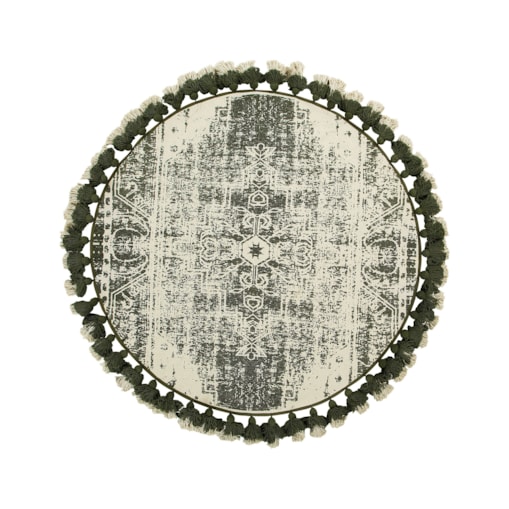 Dywan okrągły bawełniany ø 120 cm kremowo-zielony KAHTA