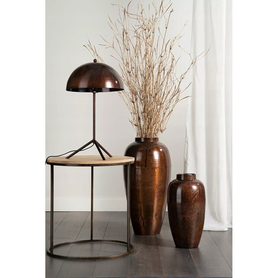 LAMPA STOŁOWA STYL LOFT brązowa metalowa śr. 31cm do biura salonu