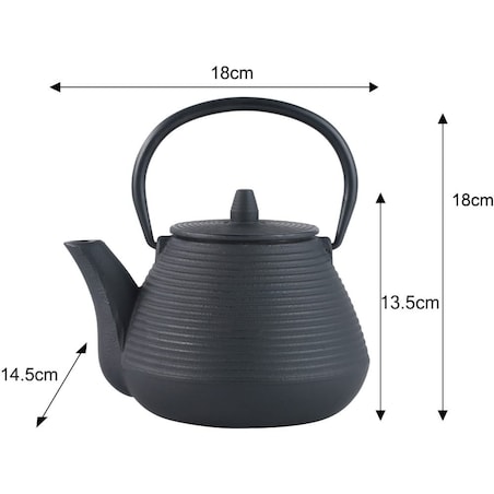 Czajniczek żeliwny Zaparzacz do herbaty 1.0L zestaw z żeliwnymi filiżankami czarkami KINGHOFF