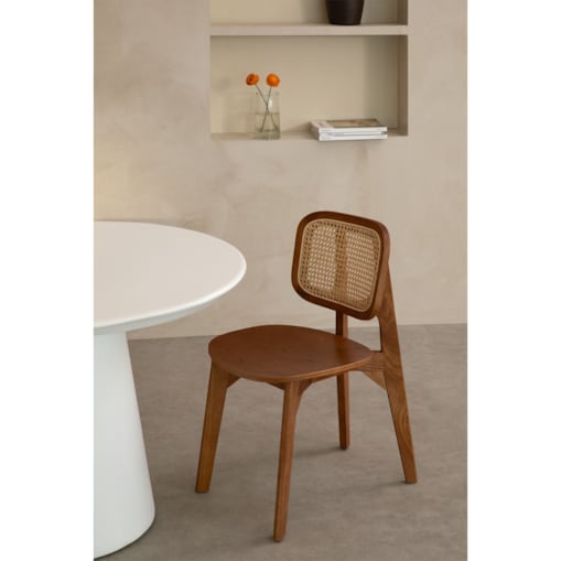 Krzesło drewniane z plecionką orzech Formic