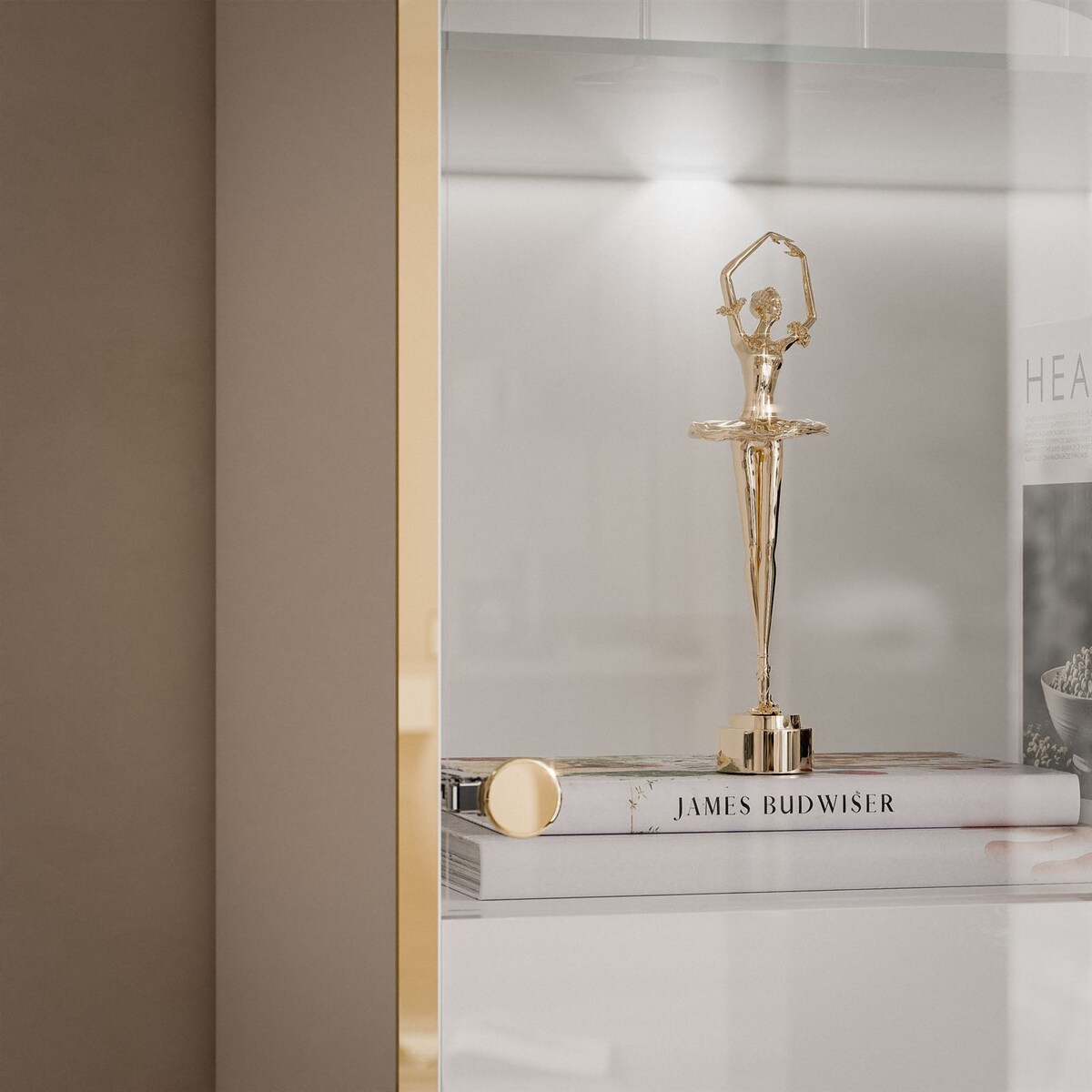 Witryna AURORA z oświetleniem LED biały połysk nogi proste