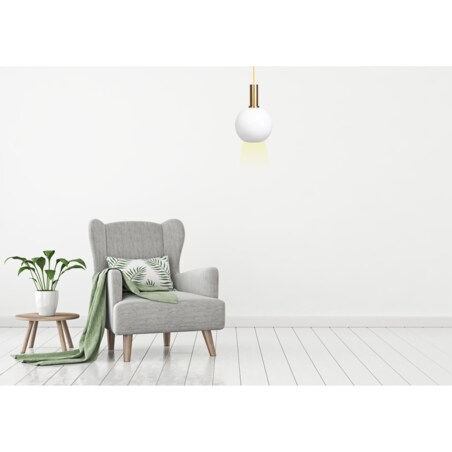 Lampa Sufitowa Wisząca Biała Kula Mleczna Gold