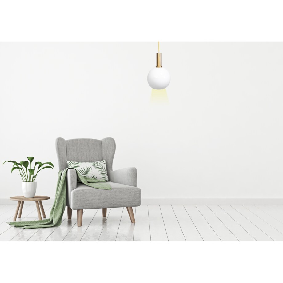 Lampa Sufitowa Wisząca Biała Kula Mleczna Gold