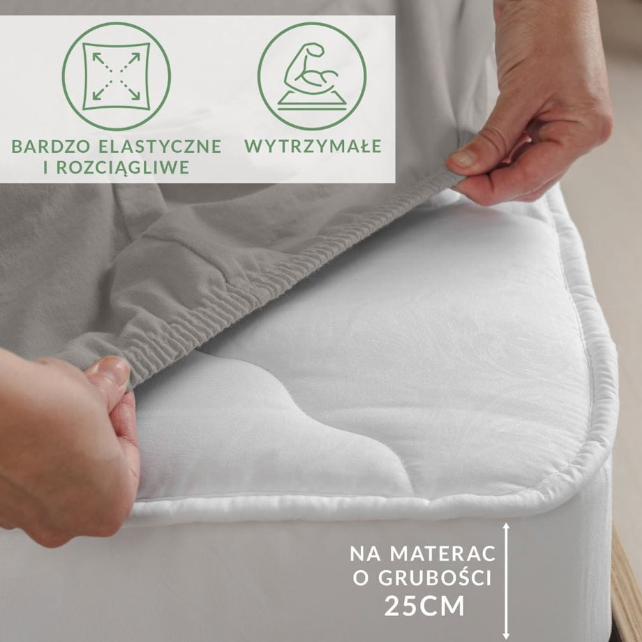 Prześcieradło jersey z elastanem z gumką 90x200 kolor popiel