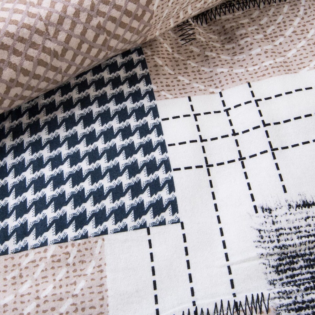 Pościel flanelowa 140x200 Ardela Beige kratka beżowa, Flanelove