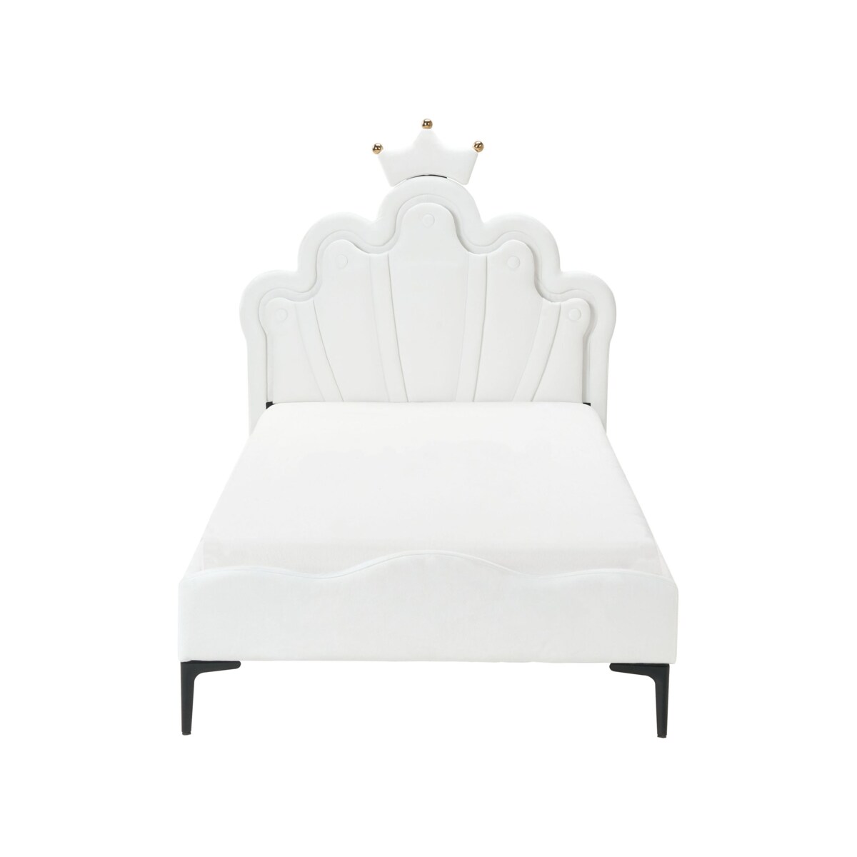 Łóżko Welur RUBIAN 90 x 200 cm Z LED Biały