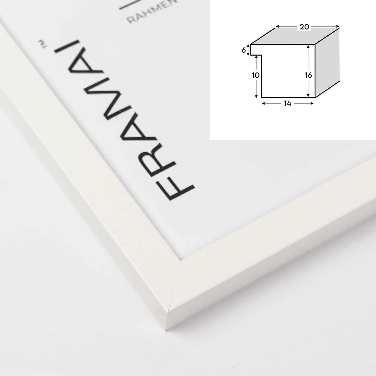 Ramka na zdjęcia 40x60 cm biała rama MDF z plexi do powieszenia pion poziom klasyczna prostokątna ramka FRAMAI®