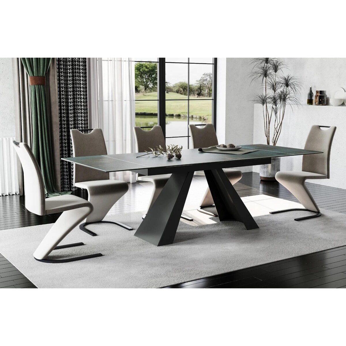 Stół rozkładany SALVADORE CERAMIC 160(240)x90 turkusowy ossido verde