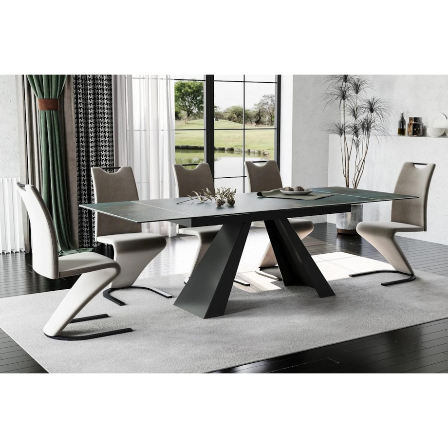 Stół rozkładany SALVADORE CERAMIC 160(240)x90 turkusowy ossido verde