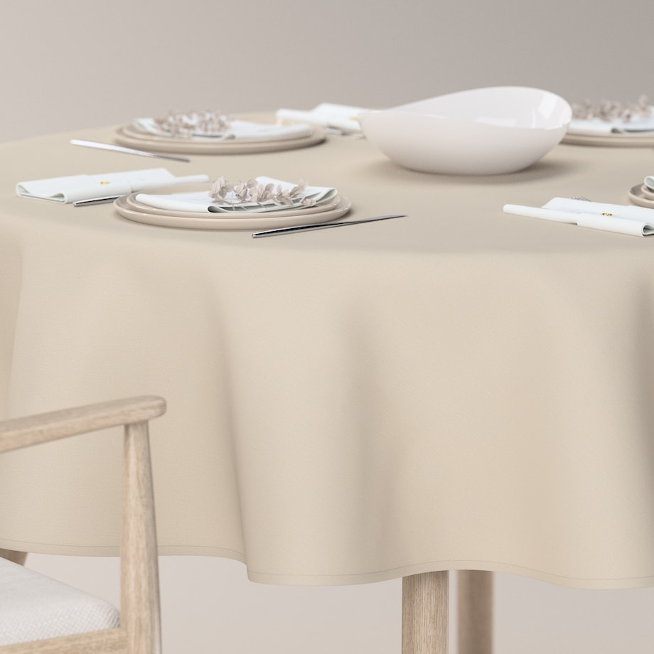 Obrus okrągły 130 x 130 cm naturalny len