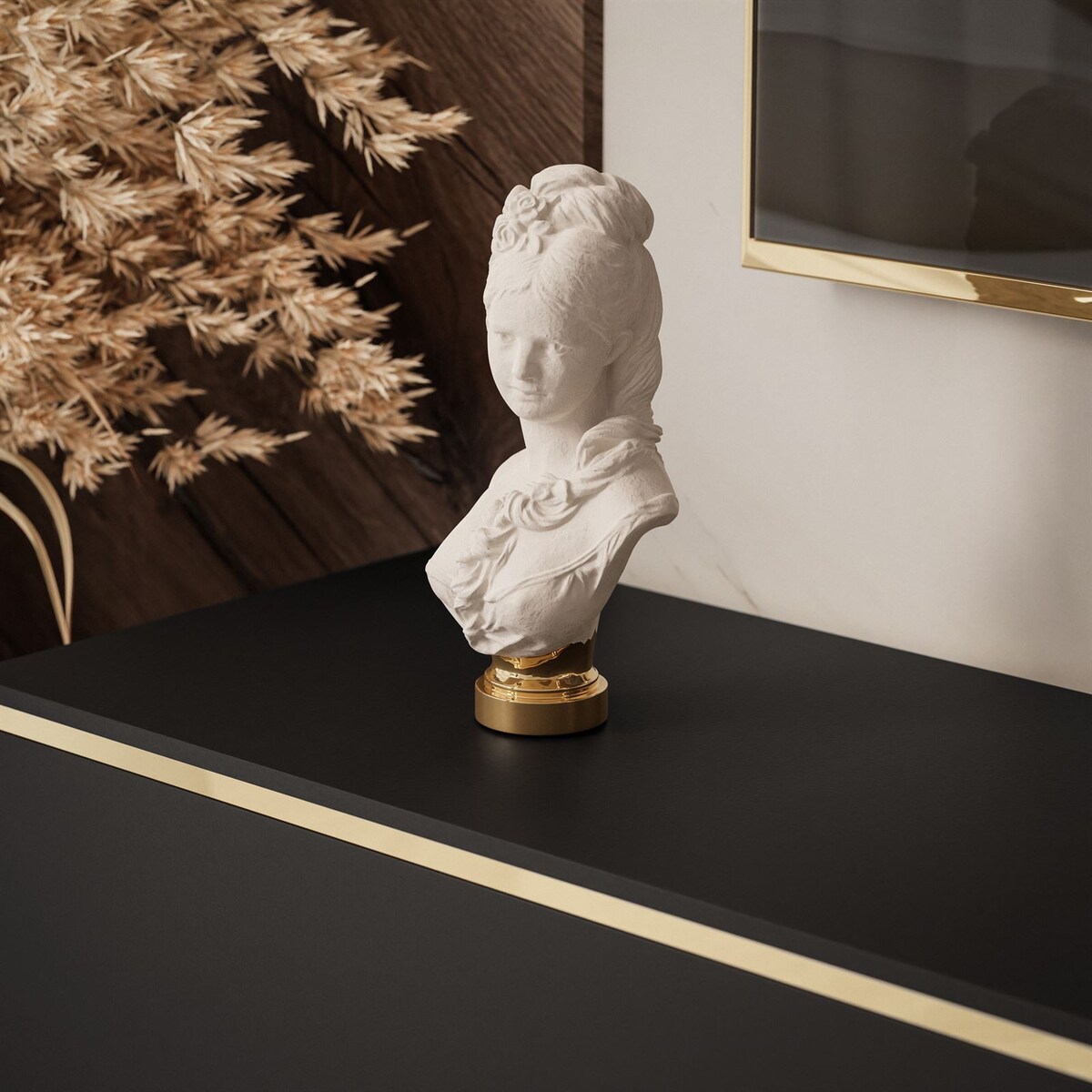 Szafka RTV AURORA czarny mat nogi proste złote