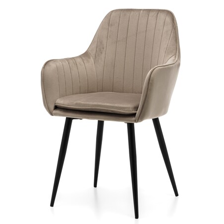 Krzesło tapicerowane EMILIA ciemnobeżowa welur salon jadalnia