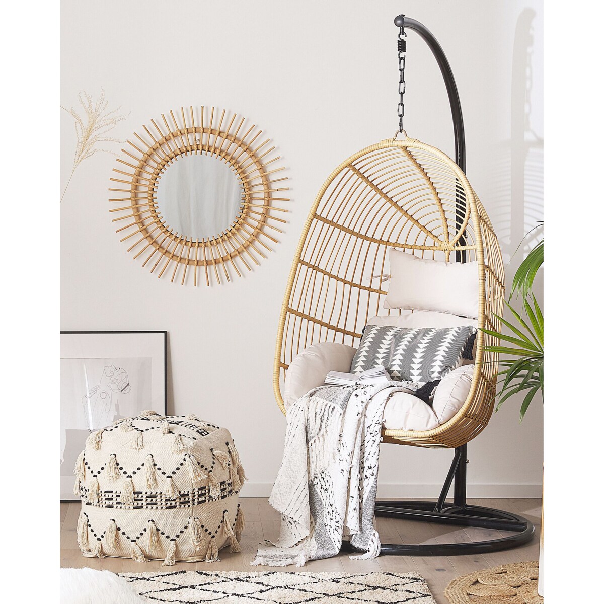 Fotel wiszący ze stojakiem CASOLI Technorattan Naturalny