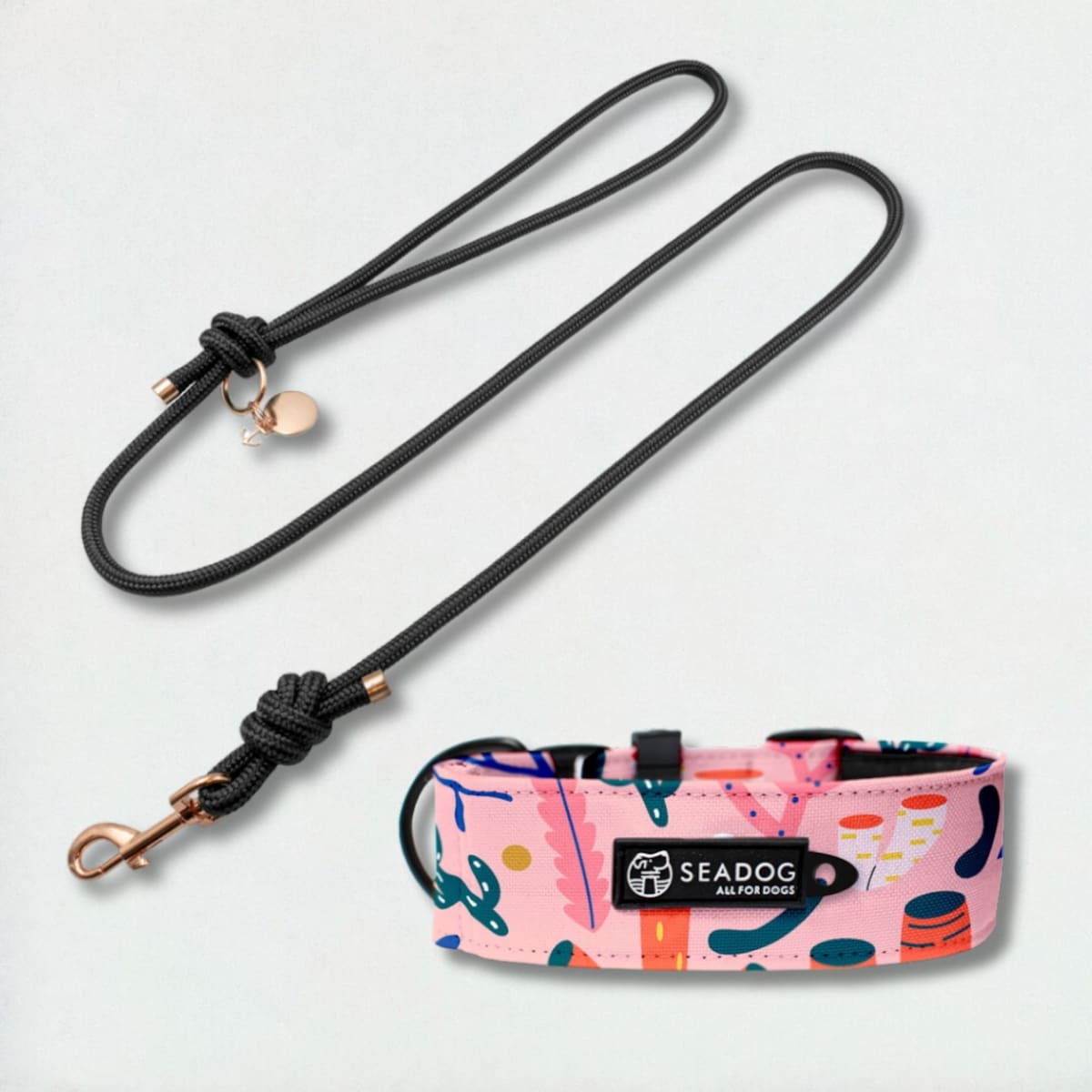 Zestaw: smycz sznurowa i szeroka obroża, rozmiar S