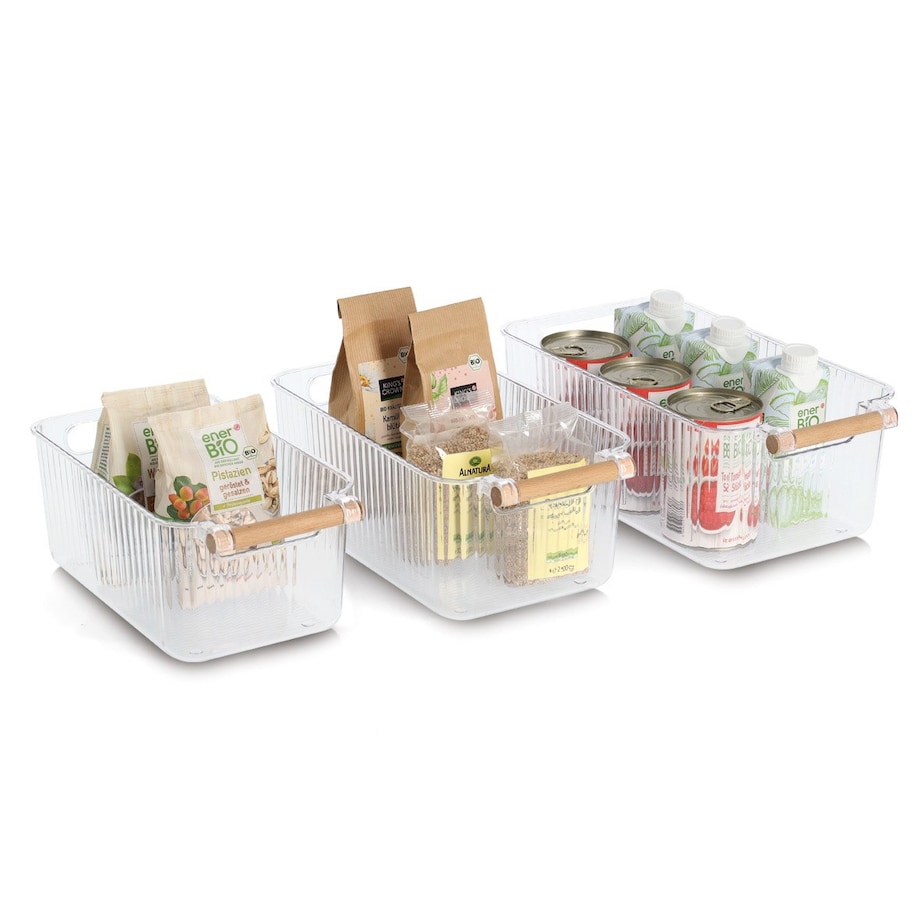 Zestaw organizerów 3 szt. 34x18x12 i 31x17x11,5 i 28x16x11 cm CLOE z bambusowym uchwytem