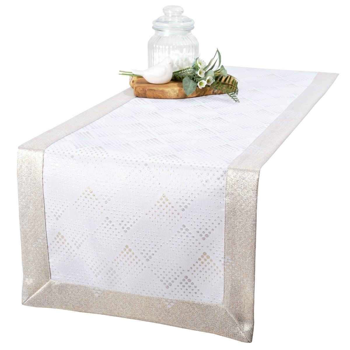 Bieżnik plamoodporny LZS kropki - 40x180 cm - złoty - 40cm x 180cm