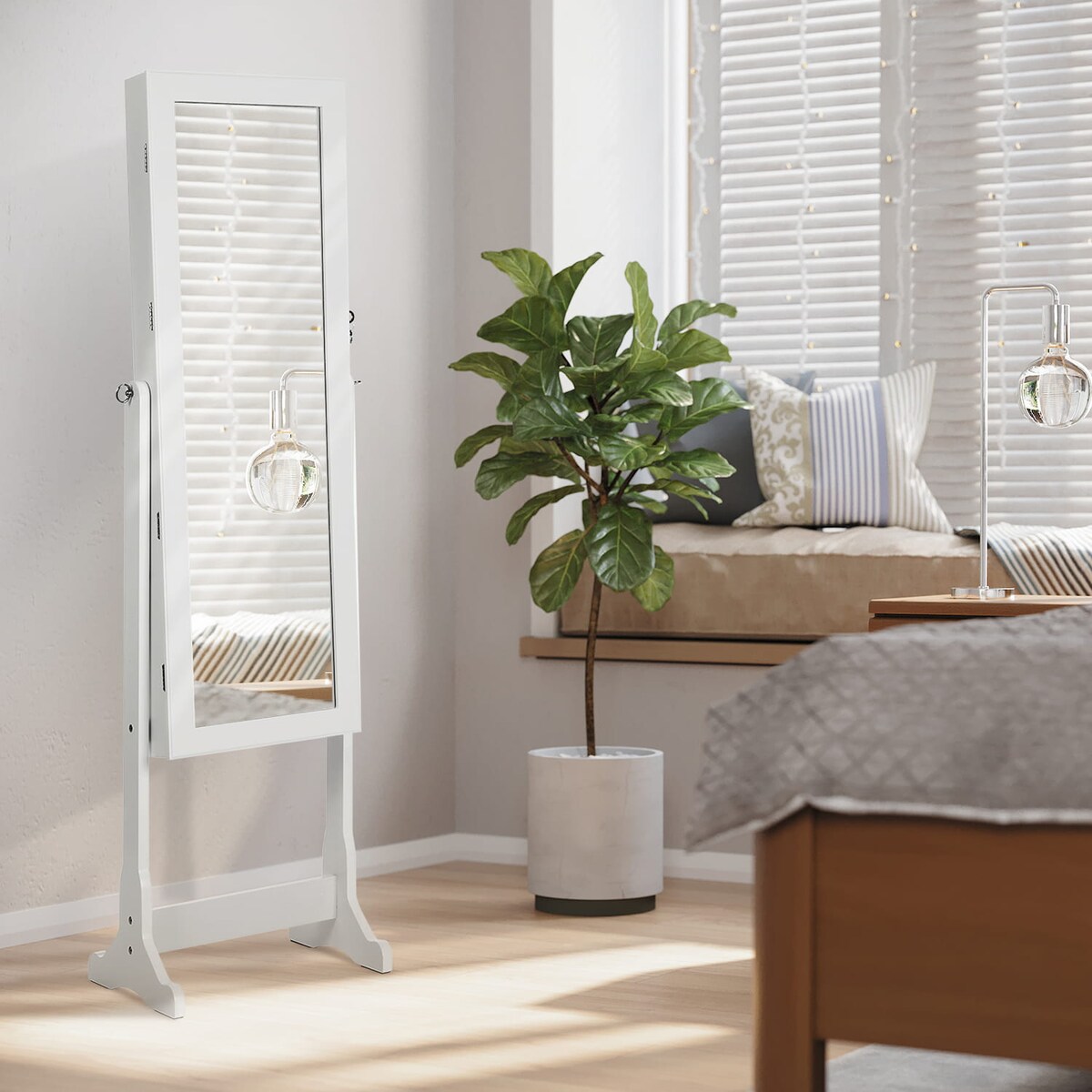 Szafka Z Lustrem Na Biżuterię Biały