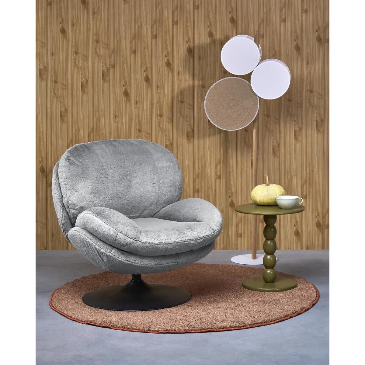 Fotel tapicerowany SHELL szary obracany