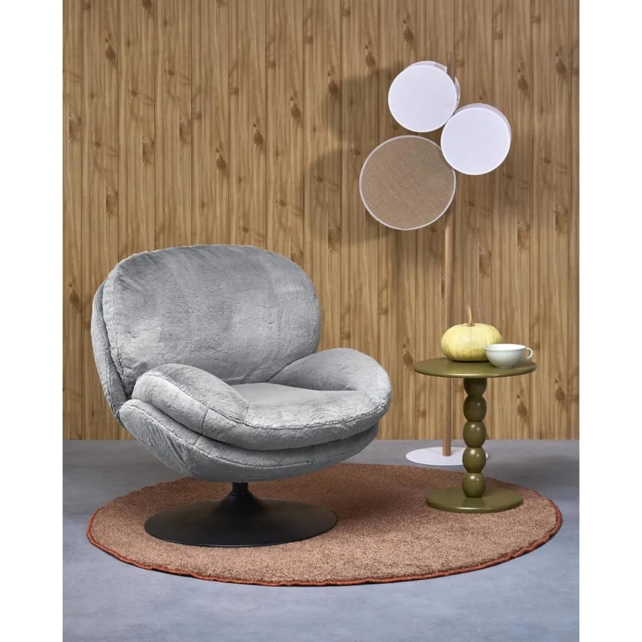 Fotel tapicerowany SHELL szary obracany