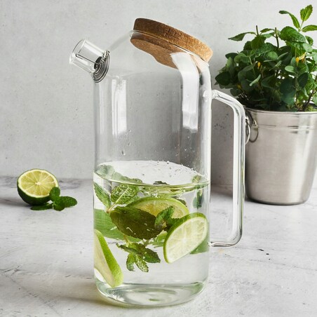 DZBANEK SZKLANY do HERBATY zioła pojemnik na wodę kompot sok 1,7 L prezent