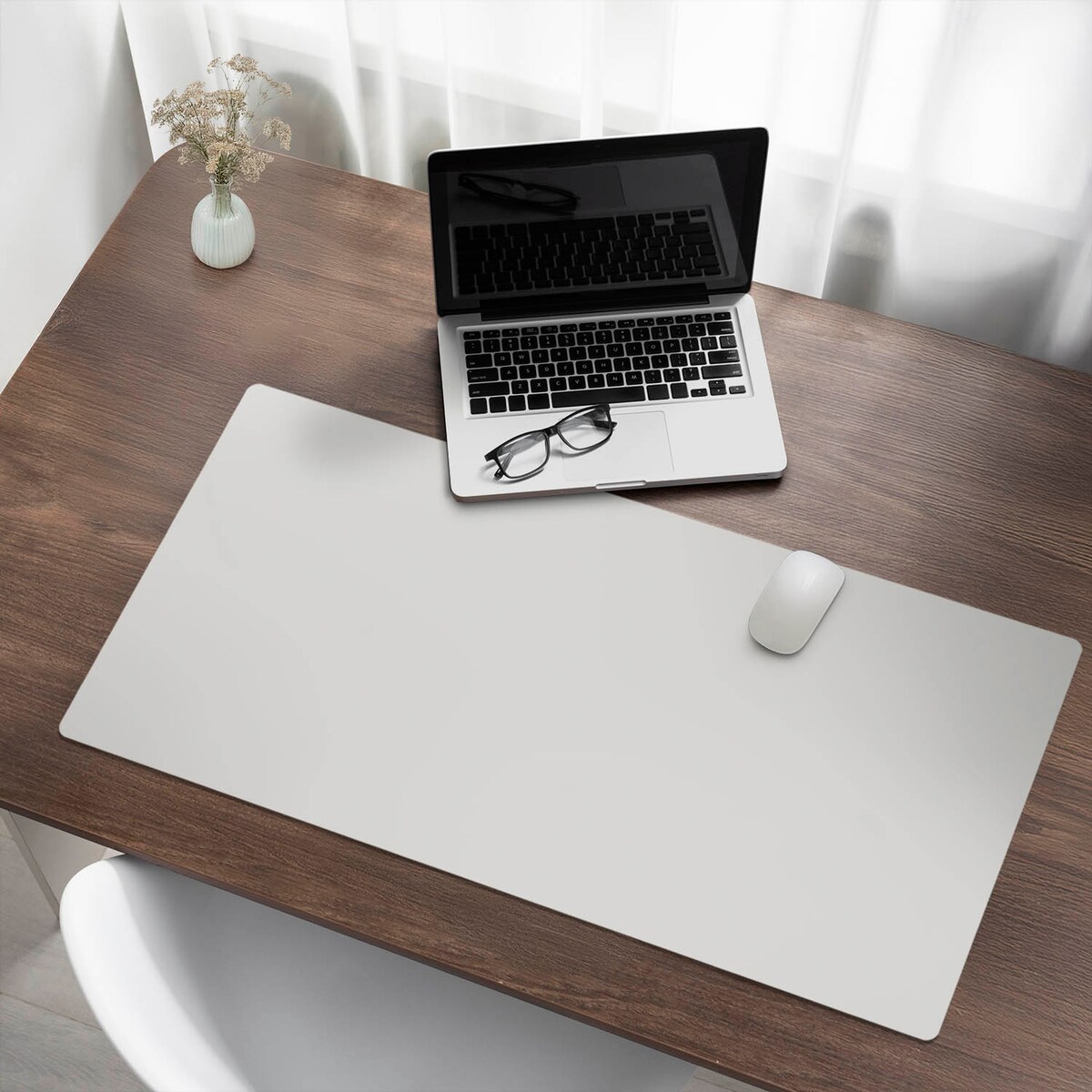 Szara mata na biurko Kolor Ivory, 100x50 cm