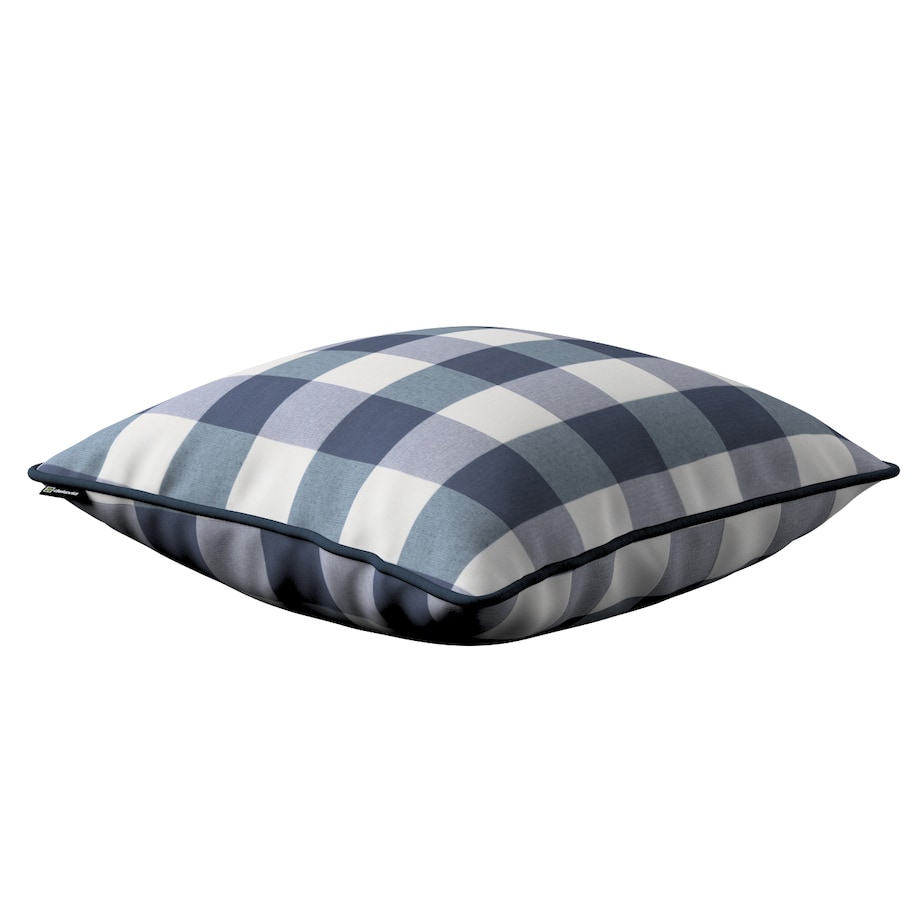 Poszewka Gabi na poduszkę 60x60 granatowo-biała krata (5,5x5,5cm)