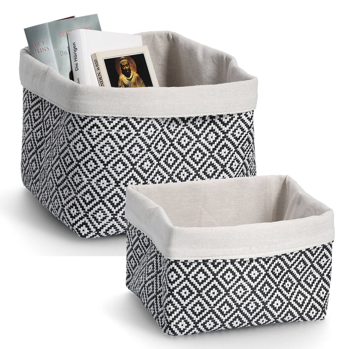 Koszyk do przechowywania z bawełny i papieru MOSAIC, 28 x 28 x 28 cm