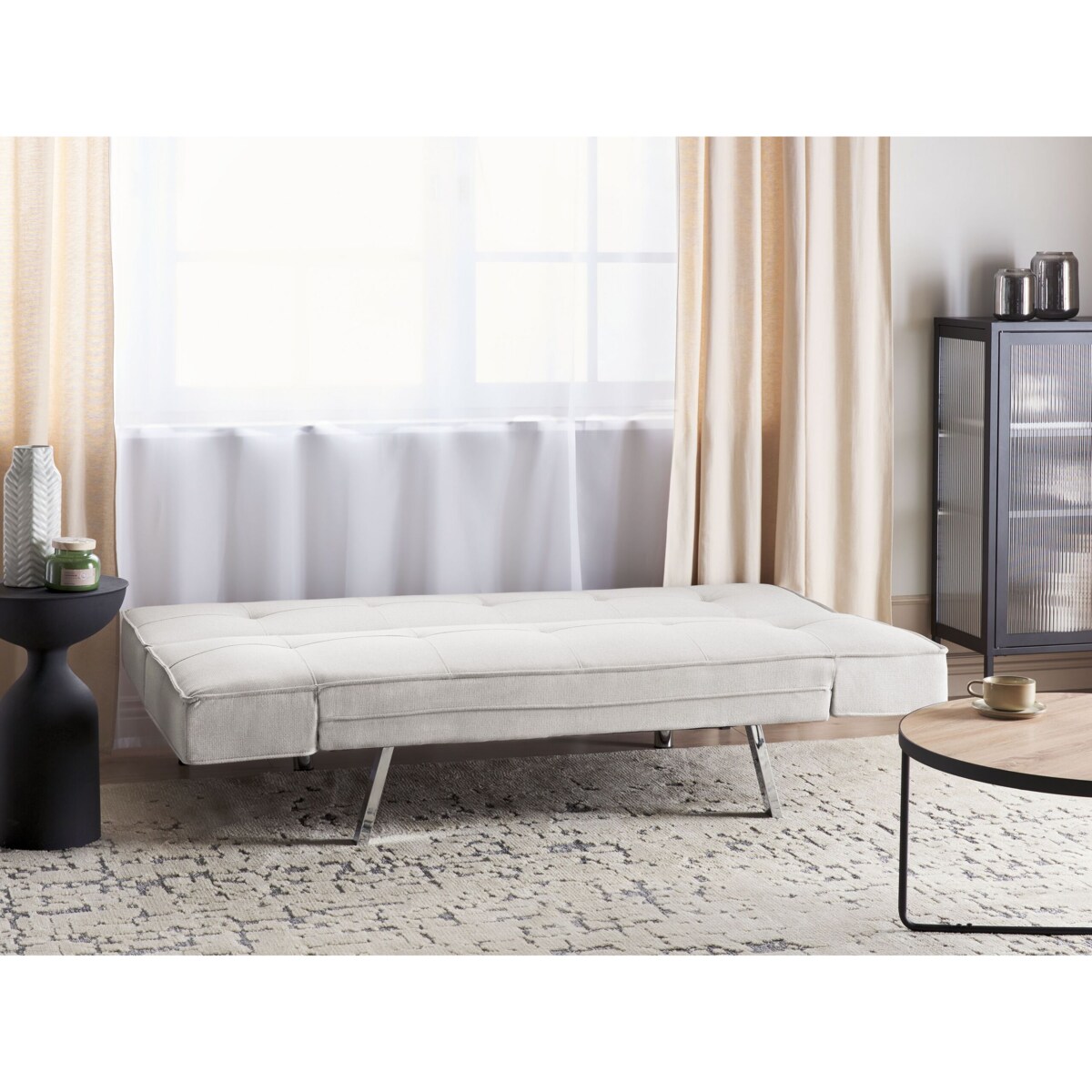 Tapicerowana sofa rozkładana beżowa BRISTOL